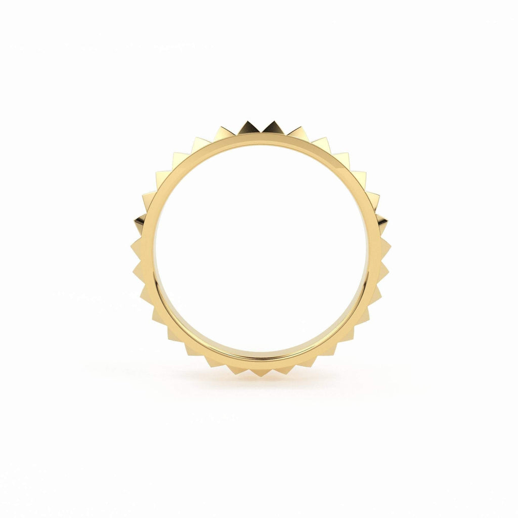 14K Gold Pyramid Eternity Ring / Gold Spike Ring / Pyramid Ring / Gold Stacking Ring / Simple Gold Ring / Minimal Jewelry / Spike Stud Ring - Jalvi & Co.