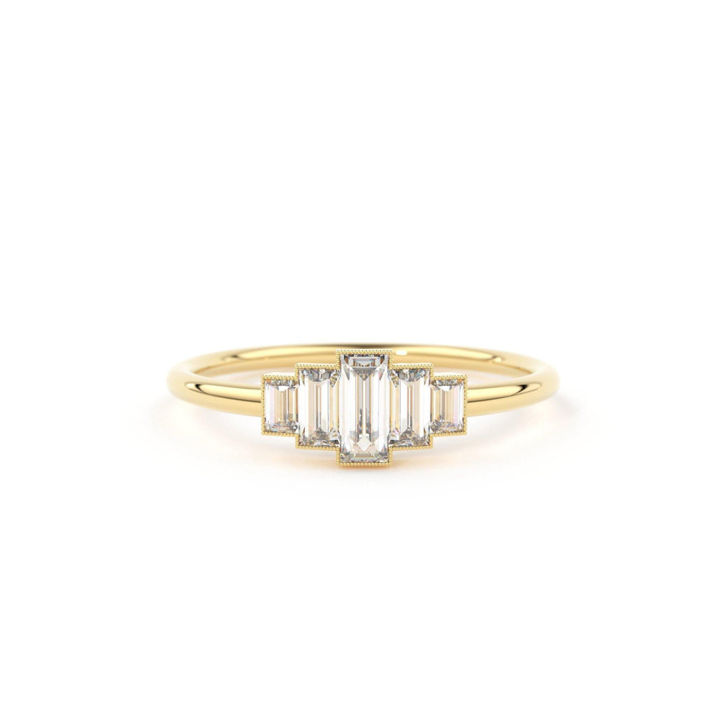 14k Gold Step Cut Baguette Diamond / Alternative Engagement Ring / Christmas Gift - Jalvi & Co.