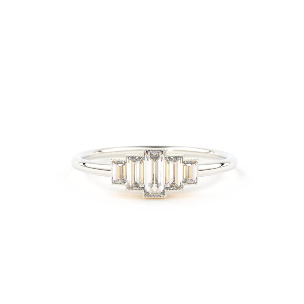 14k Gold Step Cut Baguette Diamond / Alternative Engagement Ring / Christmas Gift - Jalvi & Co.