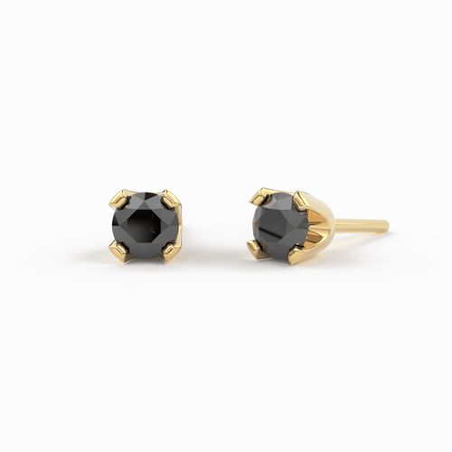 14K Gold Tiny Black Diamond Stud/ Black Diamond/ Diamond Earrings / Tiny Studs / Dainty Stud / Dainty Earrings / Dainty Jewelry / Solitaire - Jalvi & Co.