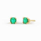 14K Gold Tiny Emerald Studs/ Emerald Earrings/ Astrology Jewelry/ May Birthstone/ Green Stone/ Green Stone Jewelry/ Dainty Studs/ Solid Gold