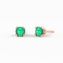 Load image into Gallery viewer, 14K Gold Tiny Emerald Studs/ Emerald Earrings/ Astrology Jewelry/ May Birthstone/ Green Stone/ Green Stone Jewelry/ Dainty Studs/ Solid Gold - Jalvi &amp; Co.