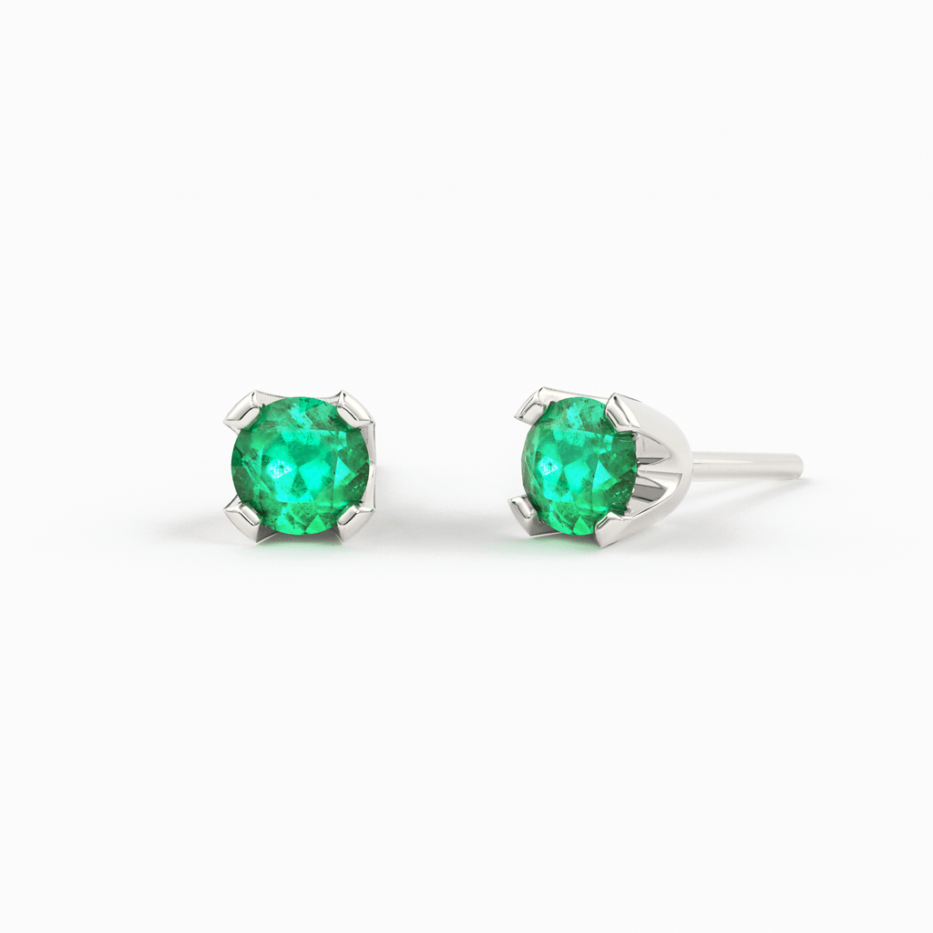 14K Gold Tiny Emerald Studs/ Emerald Earrings/ Astrology Jewelry/ May Birthstone/ Green Stone/ Green Stone Jewelry/ Dainty Studs/ Solid Gold - Jalvi & Co.