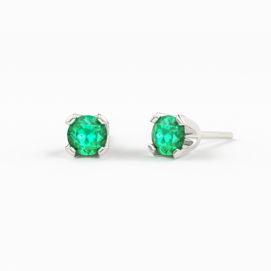 14K Gold Tiny Emerald Studs/ Emerald Earrings/ Astrology Jewelry/ May Birthstone/ Green Stone/ Green Stone Jewelry/ Dainty Studs/ Solid Gold - Jalvi & Co.