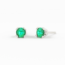 Load image into Gallery viewer, 14K Gold Tiny Emerald Studs/ Emerald Earrings/ Astrology Jewelry/ May Birthstone/ Green Stone/ Green Stone Jewelry/ Dainty Studs/ Solid Gold - Jalvi & Co.