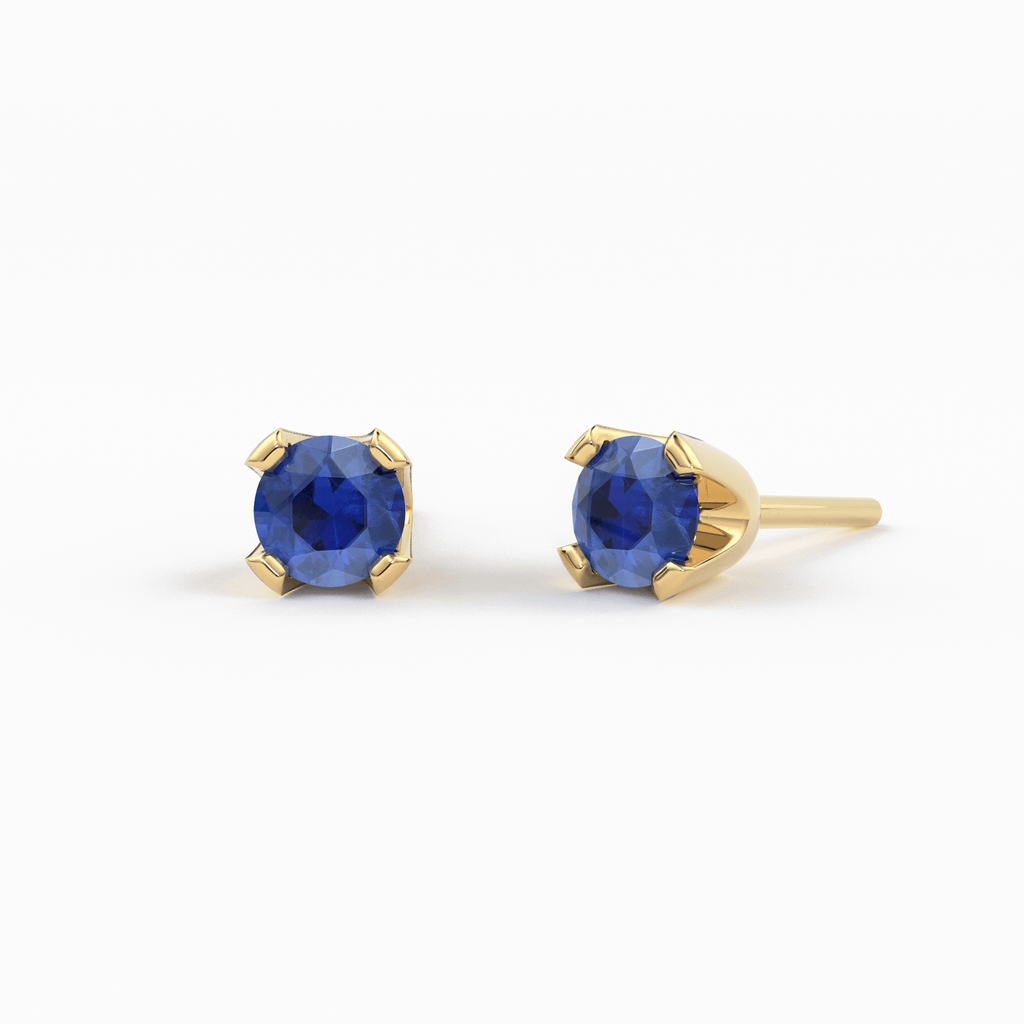 14K Gold Tiny Sapphire Studs/ Sapphire Earrings/ Astrology Jewelry/ September Birthstone/ Blue Stone Jewelry/ Dainty Studs/ Solid Gold - Jalvi & Co.