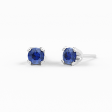 Load image into Gallery viewer, 14K Gold Tiny Sapphire Studs/ Sapphire Earrings/ Astrology Jewelry/ September Birthstone/ Blue Stone Jewelry/ Dainty Studs/ Solid Gold - Jalvi & Co.