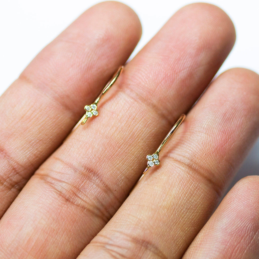 14k Solid Gold Brilliant Diamond Finding Earwire Pair 15x3.30mm 20 GAUGE - Jalvi & Co.
