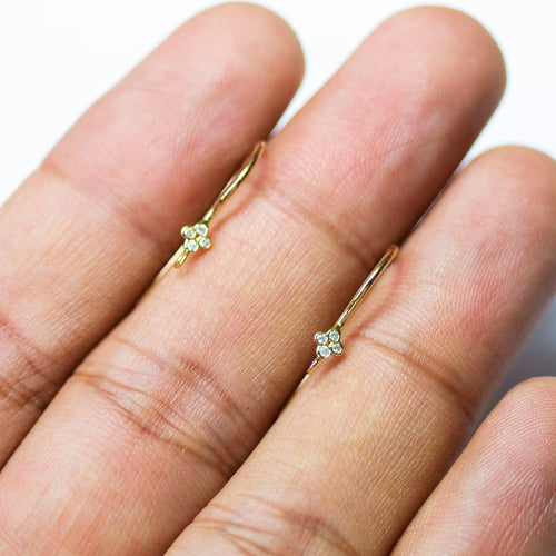 14k Solid Gold Brilliant Diamond Finding Earwire Pair 15x3.30mm 20 GAUGE - Jalvi & Co.