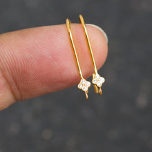 Load image into Gallery viewer, 14k Solid Gold Brilliant Diamond Finding Earwire Pair 15x3.30mm 20 GAUGE - Jalvi & Co.