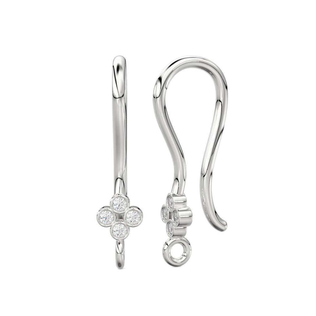 14k Solid Gold Brilliant Diamond Finding Earwire Pair 15x3.30mm 20 GAUGE - Jalvi & Co.