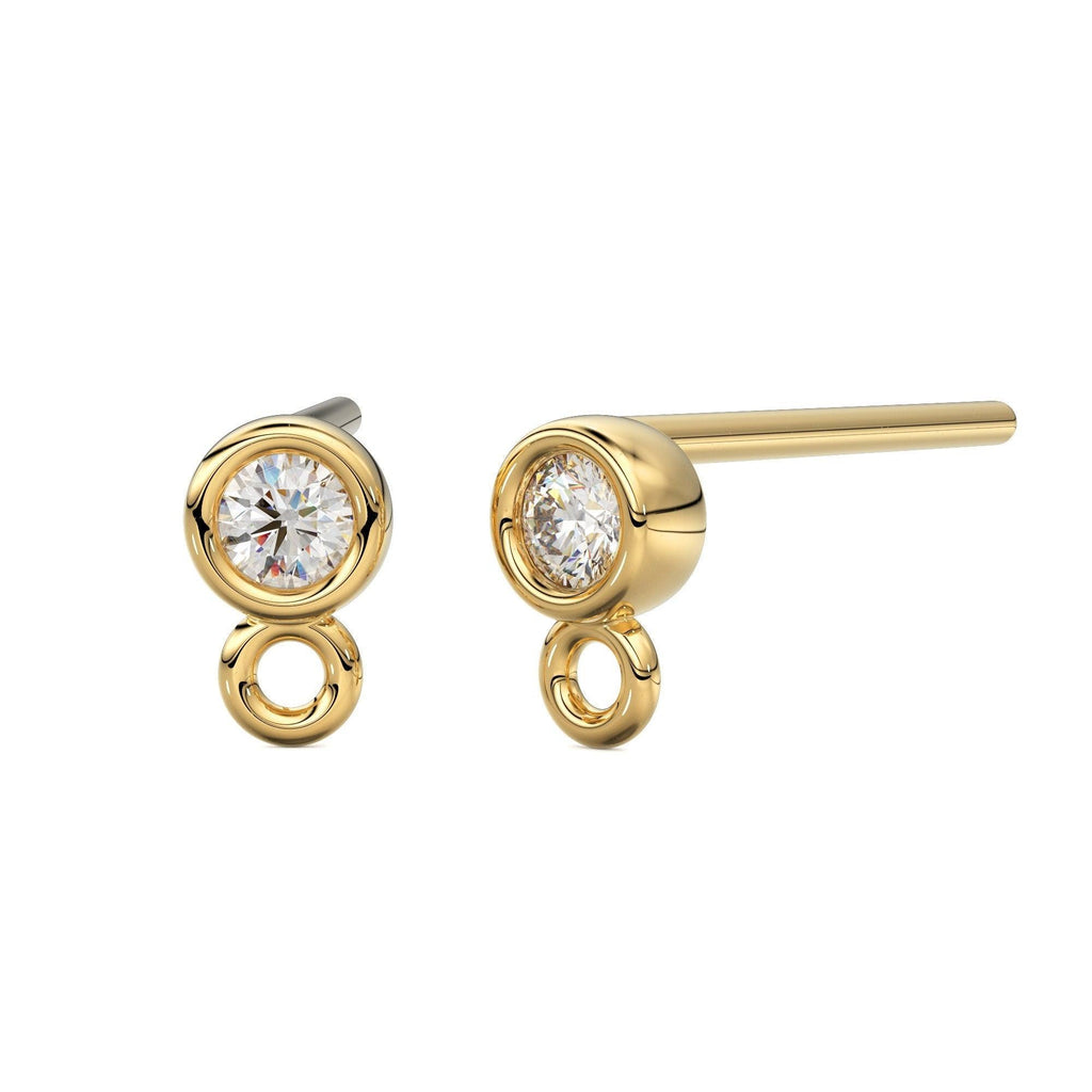 14k Solid Gold Diamond Ear Post Earrings / Diamond Ear Post / Diamond Finding - Jalvi & Co.
