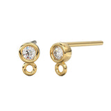 14k Solid Gold Diamond Ear Post Earrings / Diamond Ear Post / Diamond Finding