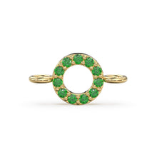 Load image into Gallery viewer, 14k Solid Gold Emerald Round Connector / Dainty Brilliant Emerald Connector / Emerald Spacer / Labour Day Sale - Jalvi &amp; Co.