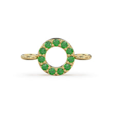 Load image into Gallery viewer, 14k Solid Gold Emerald Round Connector / Dainty Brilliant Emerald Connector / Emerald Spacer / Labour Day Sale - Jalvi & Co.
