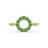 14k Solid Gold Emerald Round Connector / Dainty Brilliant Emerald Connector / Emerald Spacer / Labour Day Sale