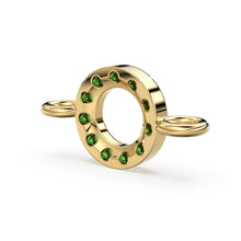 Load image into Gallery viewer, 14k Solid Gold Emerald Round Connector / Dainty Brilliant Emerald Connector / Emerald Spacer / Labour Day Sale - Jalvi &amp; Co.