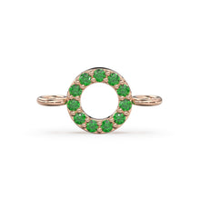 Load image into Gallery viewer, 14k Solid Gold Emerald Round Connector / Dainty Brilliant Emerald Connector / Emerald Spacer / Labour Day Sale - Jalvi & Co.