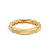 14k Solid Gold Geometric Designer Ring - Stackable Ring - Rope Inlay Narrow Band - Minimal Jewelry