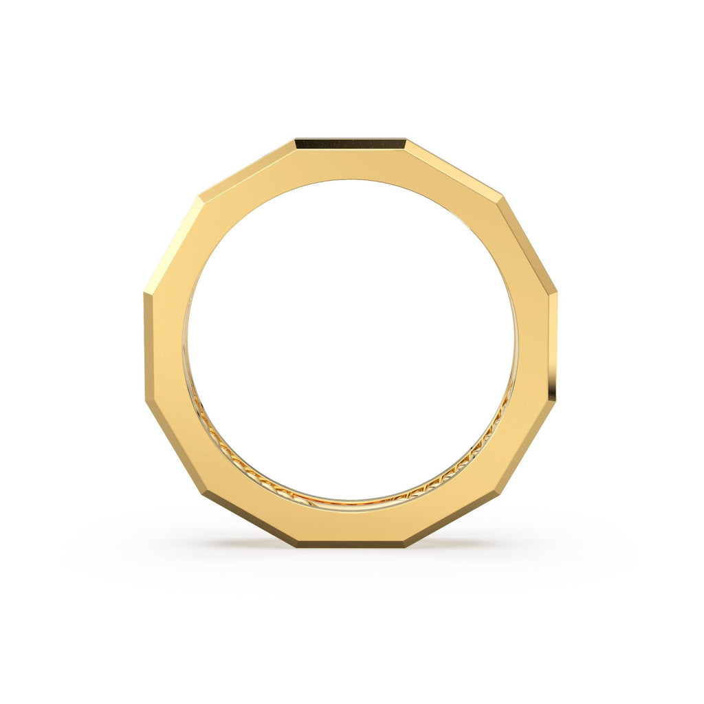 14k Solid Gold Geometric Designer Ring - Stackable Ring - Rope Inlay Narrow Band - Minimal Jewelry - Jalvi & Co.