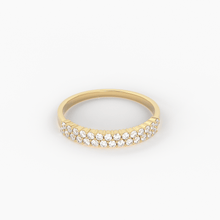 Load image into Gallery viewer, 14k Solid Gold Half Eternity 2 Row Micro Pave Wedding Band for Women / Anniversary Ring for Her / Unique Wedding Ring - Jalvi & Co.