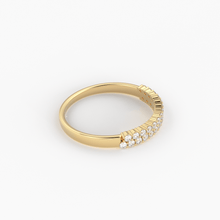 Load image into Gallery viewer, 14k Solid Gold Half Eternity 2 Row Micro Pave Wedding Band for Women / Anniversary Ring for Her / Unique Wedding Ring - Jalvi & Co.