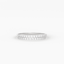 Load image into Gallery viewer, 14k Solid Gold Half Eternity 2 Row Micro Pave Wedding Band for Women / Anniversary Ring for Her / Unique Wedding Ring - Jalvi & Co.