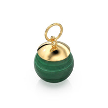 Load image into Gallery viewer, 14k Solid Gold Round Ball Gemstone Charm / Natural Larimar Malachite Labradorite Pearl Opal Pendant / Yellow Gold Jewelry Making Finding - Jalvi & Co.
