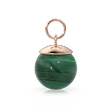 Load image into Gallery viewer, 14k Solid Gold Round Ball Gemstone Charm / Natural Larimar Malachite Labradorite Pearl Opal Pendant / Yellow Gold Jewelry Making Finding - Jalvi & Co.