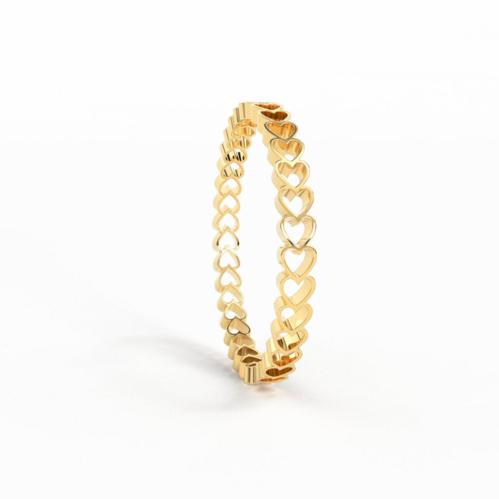 14k Solid Gold Tiny Heart Ring / Stacking Ring / Infinity Heart Ring / Promise Ring For Her / Thin Band Ring / Love Heart Tiny Thin Band - Jalvi & Co.