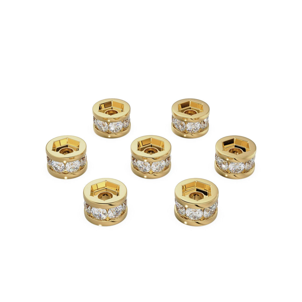 14k Solid Yellow Gold 3mm 6mm Diamond Eternity Rondelle Designer Wheel Bead / Diamond Finding / Jewelry Making Essential - Jalvi & Co.