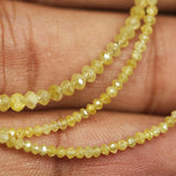 15.3ct Natural Yellow Diamond Faceted Rondelle Beads Strand 15