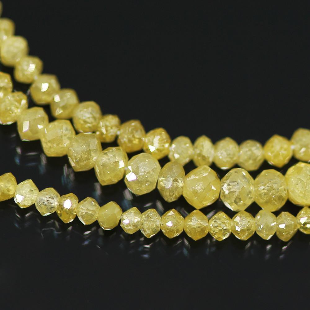 15.3ct Natural Yellow Diamond Faceted Rondelle Beads Strand 15" Strand 1.5mm - 2.8mm - Jalvi & Co.