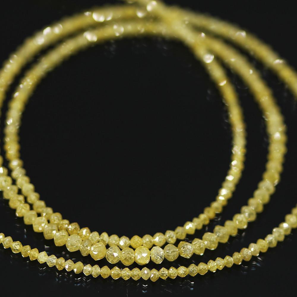 15.3ct Natural Yellow Diamond Faceted Rondelle Beads Strand 15" Strand 1.5mm - 2.8mm - Jalvi & Co.