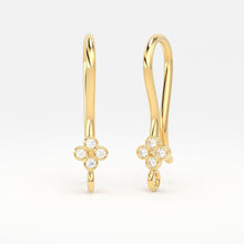 Load image into Gallery viewer, 15x3.30mm 20 GAUGE 14k Solid Yellow Gold Brilliant Diamond Finding Earwire Pair - Jalvi &amp; Co.