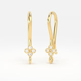 15x3.30mm 20 GAUGE 14k Solid Yellow Gold Brilliant Diamond Finding Earwire Pair