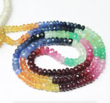 16 inches, 3mm, Ruby Emerald Sapphire Faceted Rondelle Loose Gemstone Beads, Multi Gemstone Beads
