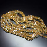 16 inches, 4-5mm, Natural Golden Citrine Smooth Polished Square Heishi Cube Beads