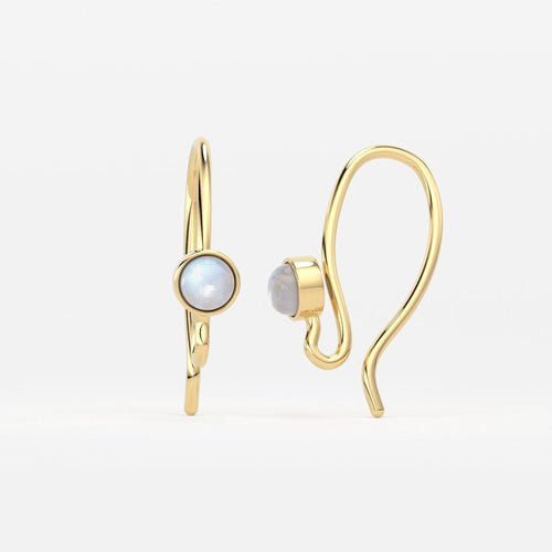 16x8mm 20 GAUGE 18k Solid Yellow Gold Rainbow Moonstone Finding Earwire Pair - Jalvi & Co.