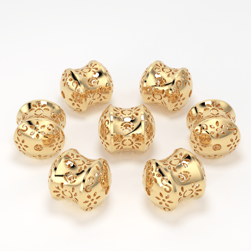 18k Solid Gold Designer Fancy Mesh High End Spacer Bead Finding 9mm 10mm 11mm - Jalvi & Co.