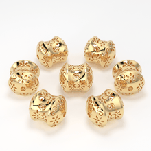 Load image into Gallery viewer, 18k Solid Gold Designer Fancy Mesh High End Spacer Bead Finding 9mm 10mm 11mm - Jalvi & Co.