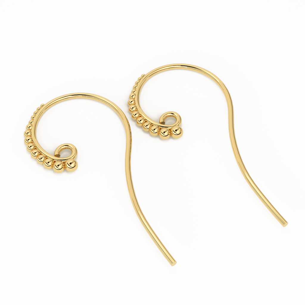 18k Solid Gold Granulated Earwire Petite 26 GAUGE 16x7.50mm / Solid Gold Finding - Jalvi & Co.