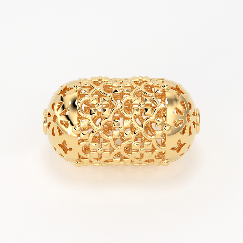 18k Solid Gold Handmade Artistic Roman Oval Spacer Bead Finding 12mm 13mm 14mm - Jalvi & Co.