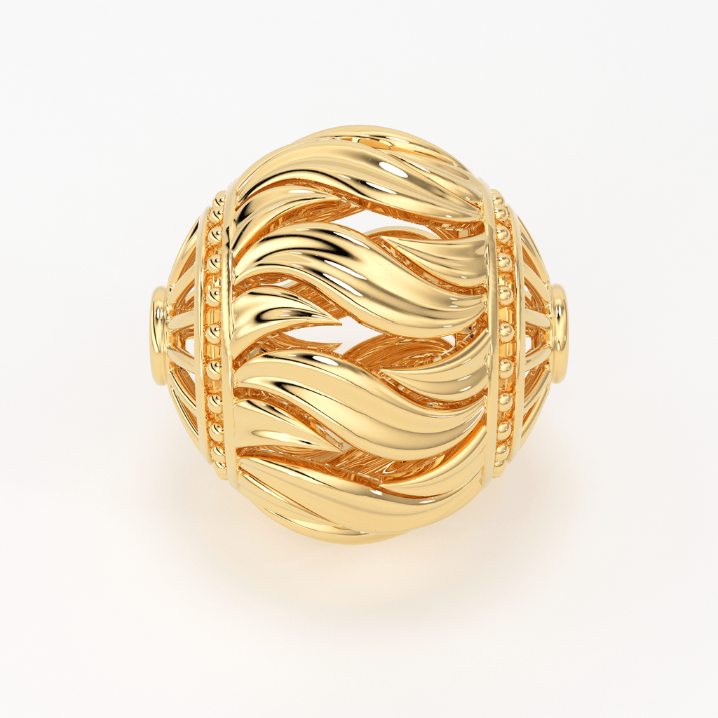 18k Solid Gold Handmade Designer Round Spacer Bead Finding 8mm 9mm 10mm - Jalvi & Co.