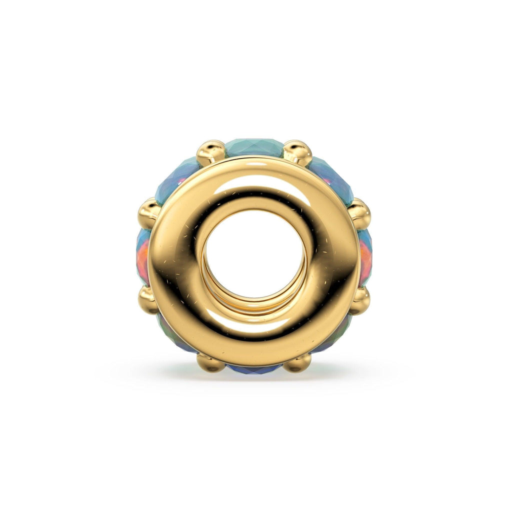 18k Solid Yellow Gold 3.8mm Ethiopian Opal Eternity Rondelle Wheel Bead - Jalvi & Co.
