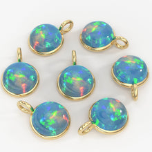 Load image into Gallery viewer, 18k Solid Yellow Gold 5mm Natural Welo Ethiopian Opal Charm Pendant - Jalvi &amp; Co.