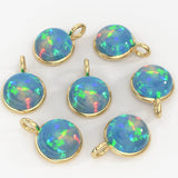 18k Solid Yellow Gold 5mm Natural Welo Ethiopian Opal Charm Pendant