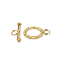 Load image into Gallery viewer, 18k Solid Yellow Gold Circle Fancy Twisted Wire Toggle Clasp Finding - Jalvi &amp; Co.