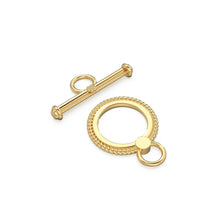 Load image into Gallery viewer, 18k Solid Yellow Gold Circle Fancy Twisted Wire Toggle Clasp Finding - Jalvi &amp; Co.