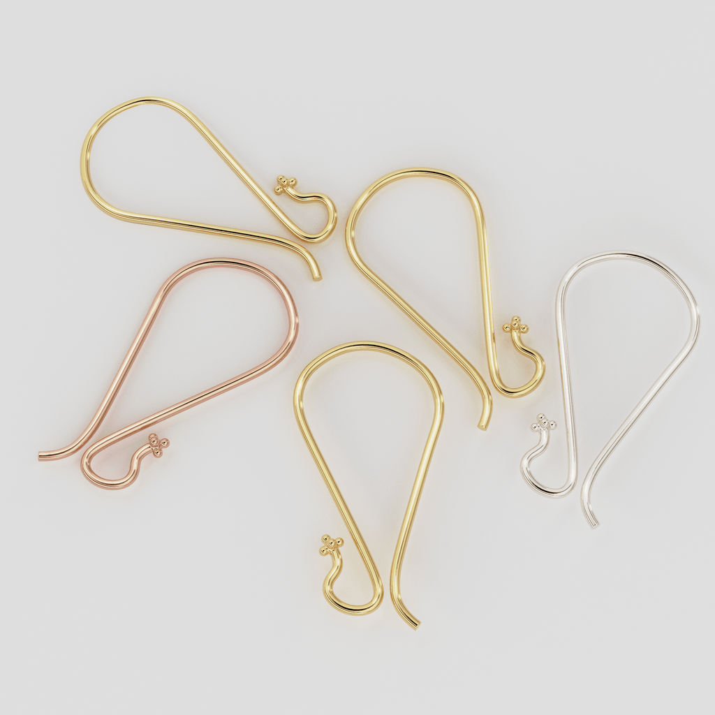 18k Solid Yellow Gold Earwires With Daisy Ends 1 pair - Jalvi & Co.